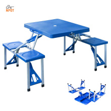 Foldable Camping Picnic Table with Seats and Umbrella Hole, 4-Person Fold Up Travel Picnic Table camp furniture